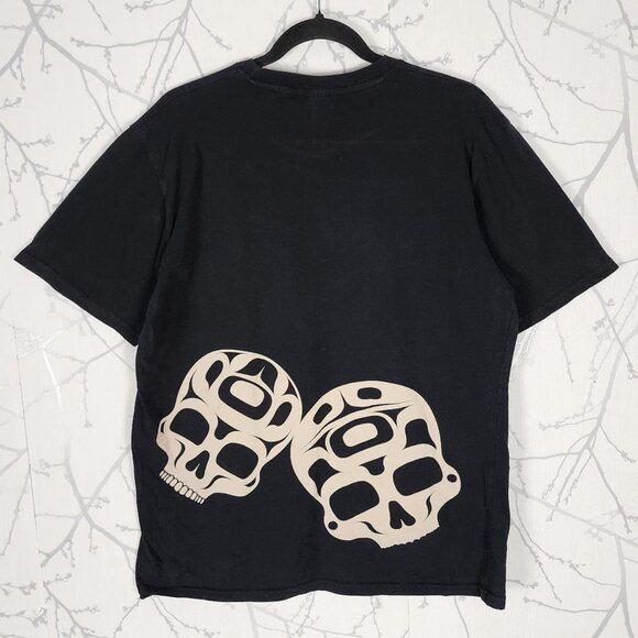 Oscardo Black Skulls Print 100% Cotton Crewneck Graphic T-Shirt - Picture 2 of 4